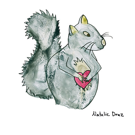 Grey Squirrel with Heart - ART PRINT